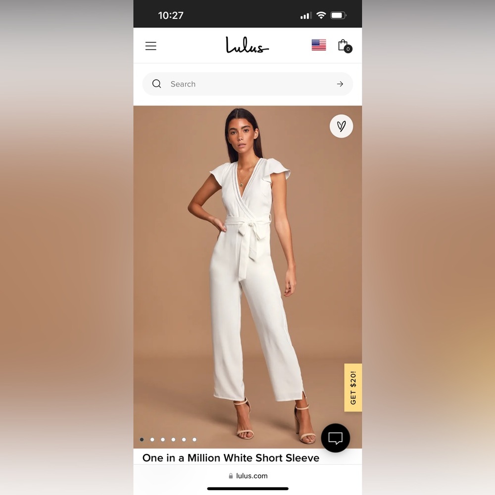 One in a Million White Short Sleeve Jumpsuit